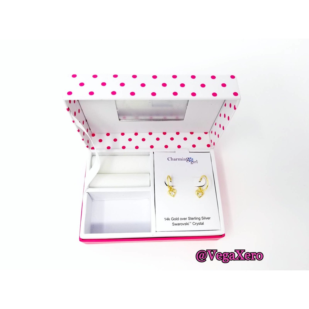 Crystal Heart Dangle Hoop Earrings